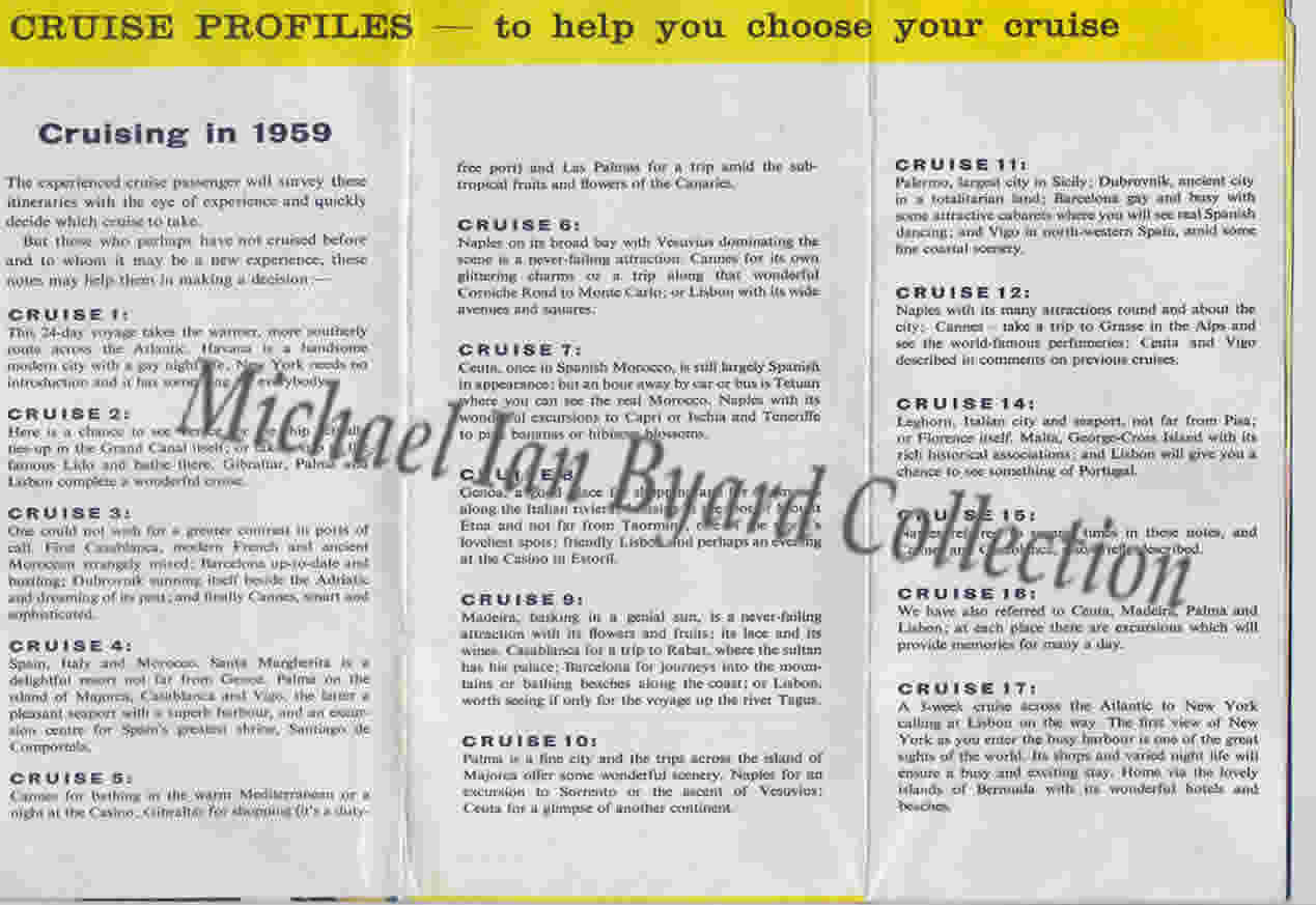 Summer Crusining 1959 Programme